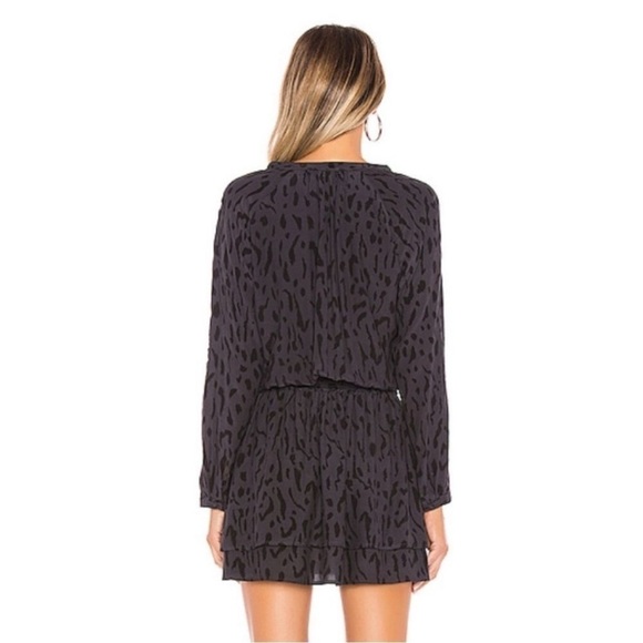 Rails Jasmine Long Sleeve Mini Dress Ash Gray Cheetah Leopard Print Smocked S - Picture 7 of 15